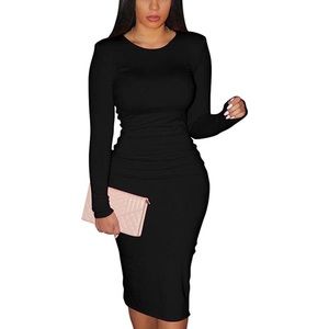 Sexy Bodycon Long Sleeve Round Pencil Dress
